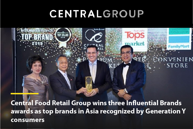 [FEATURE] Central Group | Central Food Retail Group wins three Influential Brands awards as top brands in Asia recognized by Generation Y consumers